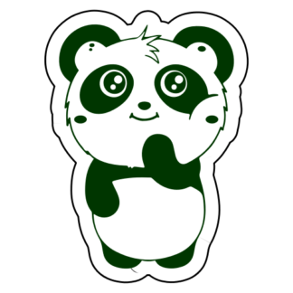 Shy Panda Sticker (Dark Green)